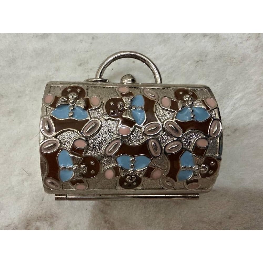 Vintage Judith Leiber for Neiman Marcus Teddy Bear Enamel Mini Purse Trinket Pil
